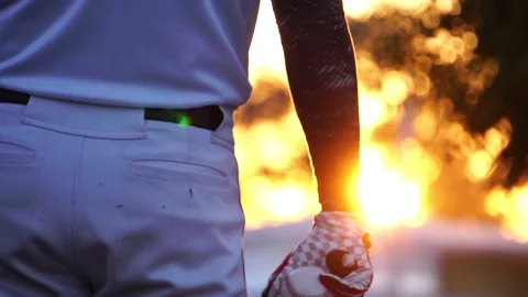 A baseball player pitcher with his baseball and baseball gloves Stock Footage 227733224