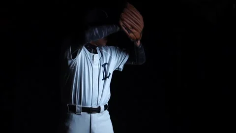 A baseball player pitcher with his baseball and baseball gloves Video stock 227733298