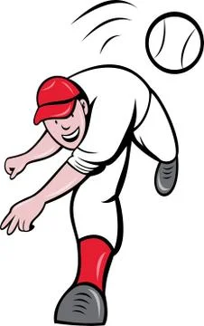 Baseball player pitcher throwing ball Illustrazione stock