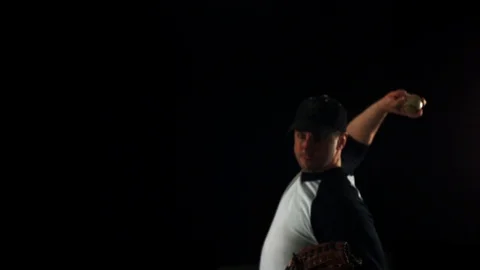 Baseball player pitching, Slow Motion Stock Footage 85654678