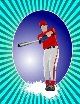 Baseball player poster. Vector illustration Stock Illustration