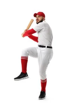 Baseball player preparing to bat in uniform Stock Photos