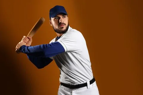 Baseball player preparing to swing bat Stock Photos