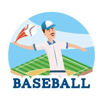 Baseball player with professional uniform and ball Stock Illustration