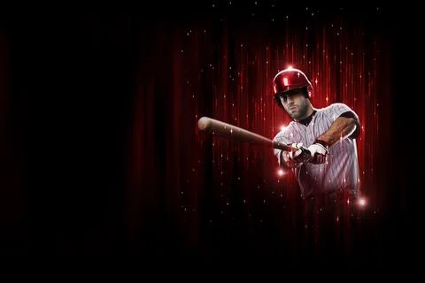 Baseball Player in a red uniform Stock Photos