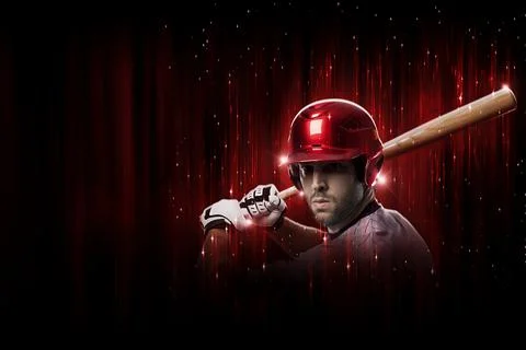 Baseball Player in a red uniform Stock Photos