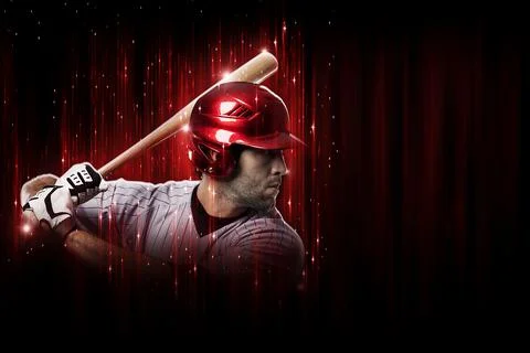 Baseball Player in a red uniform Stock Photos