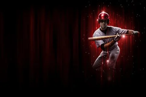 Baseball Player in a red uniform Stock Photos