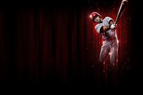 Baseball Player in a red uniform Stock Photos