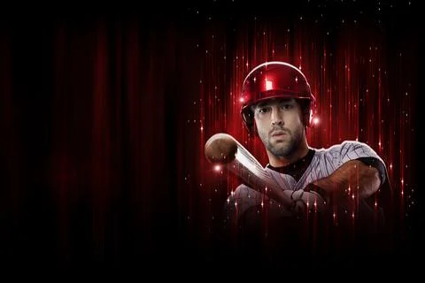Baseball Player in a red uniform Stock Photos