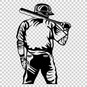 Baseball Player Silhouette Holding A Bat Over Their uniform Ilustração Stock