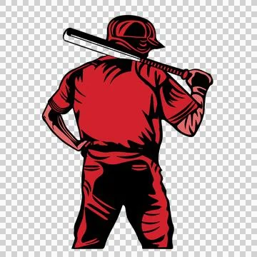 Baseball Player Silhouette Of Holding Bat On Shoulders Ilustração Stock