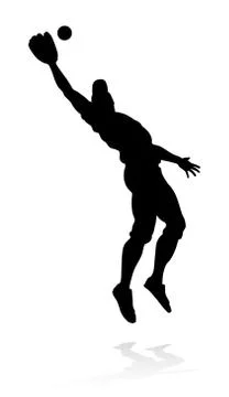 Baseball Player Silhouette Stock Illustration