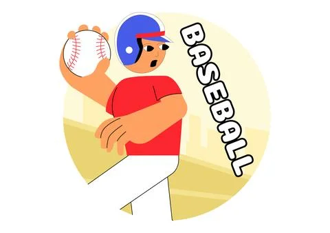 A Baseball Player Sport Vector Illustration featuring an Athlete in Uniform.. Stock Illustration