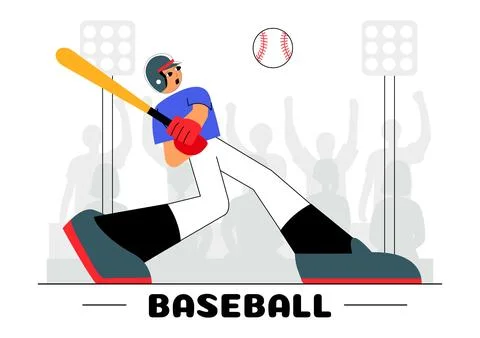 A Baseball Player Sport Vector Illustration featuring an Athlete in Uniform.. Stock Illustration