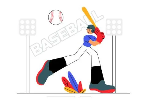 A Baseball Player Sport Vector Illustration featuring an Athlete in Uniform.. Stock Illustration