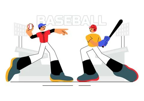 A Baseball Player Sport Vector Illustration featuring an Athlete in Uniform.. Stock Illustration