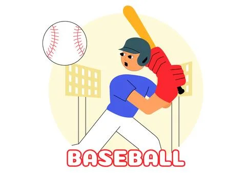 A Baseball Player Sport Vector Illustration featuring an Athlete in Uniform.. Stock Illustration