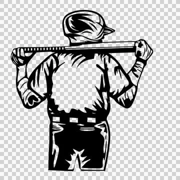 Baseball Player Standing With Bat Resting On Shoulders Ilustração Stock