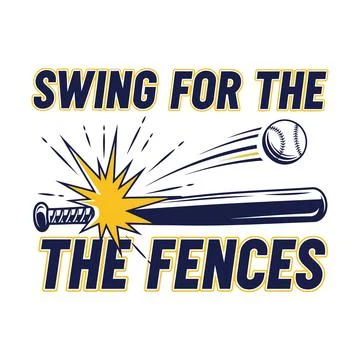 Baseball player swinging bat with ball and fence background tshirt design Stock Illustration