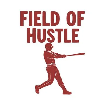 Baseball player swinging bat in field of hustle with determination and energy Stock Illustration