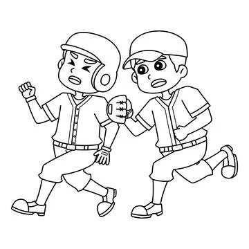 Baseball Player Tag Isolated Coloring Page Stock Illustration