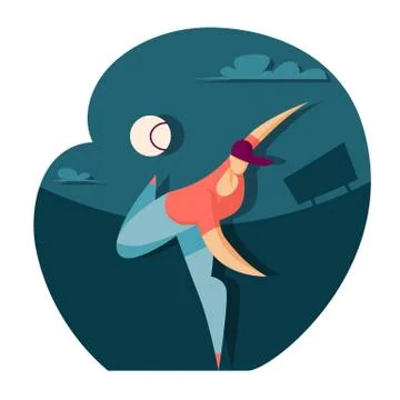 Baseball player throws the ball Stock Illustration