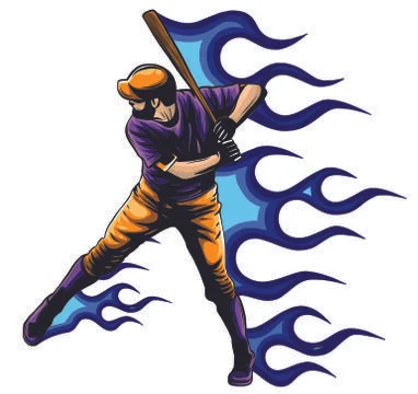 Baseball player vector illustration, batter swinging bat, hits ball Stock Illustration