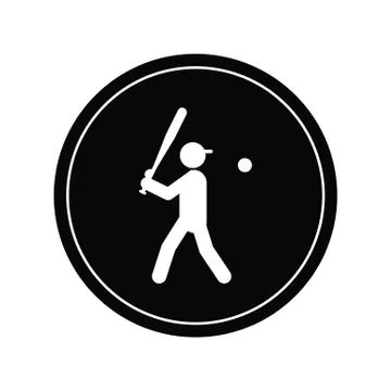 Baseball player vector silhouette. Isolated batter icon Stock Illustration