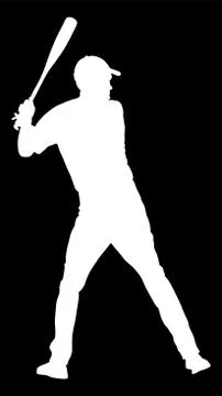 Baseball player vector silhouette isolated on black background イラスト素材