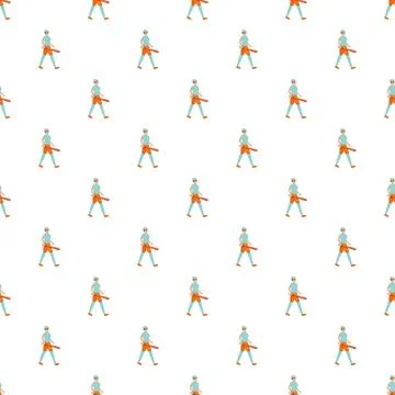 Baseball player walking with bat seamless pattern イラスト素材