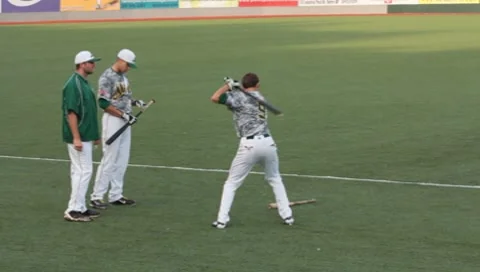 Baseball Player Warm-up Swings (HD) Stock Footage 7732814