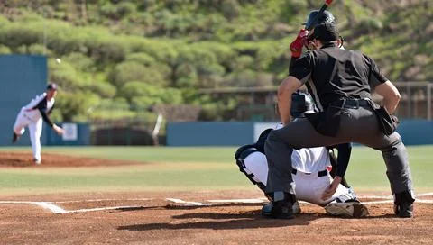 Baseball players in action on the stadium Stock-Fotos