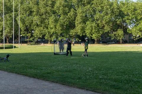 Baseball players are practicing their game in the park - Szczecin,PL 28.06.2024 Stock Photos