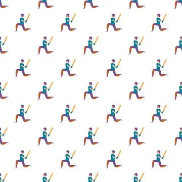 Baseball players battering seamless pattern representing sport Stock Illustration