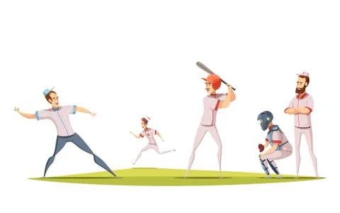 Baseball Players Design Concept Stock Illustration