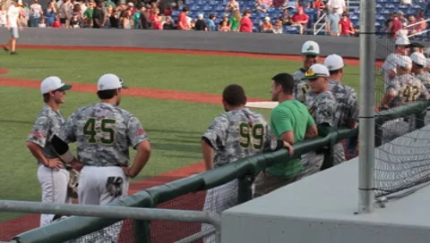 Baseball Players at Dugout Stock Footage 7732797