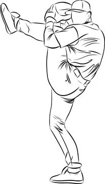 Baseball players in dynamic action in action Stock Illustration