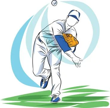 Baseball players in dynamic action in action Stock Illustration