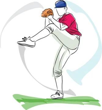 Baseball players in dynamic action in action Stock Illustration