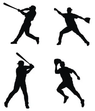 Baseball players Stock Illustration