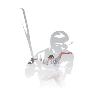 Baseball players, pitcher throwing ball, batter waiting Stock Illustration