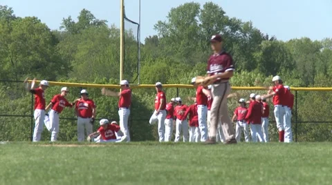 Baseball players stretch Stock Footage 8599852