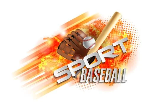 Baseball poster with a baseball. Baseball games advertising. Announcement of a Stock Illustration