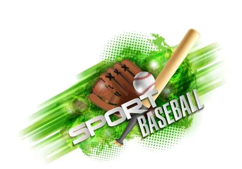 Baseball poster with a baseball. Baseball games advertising. Announcement of a Stock Illustration