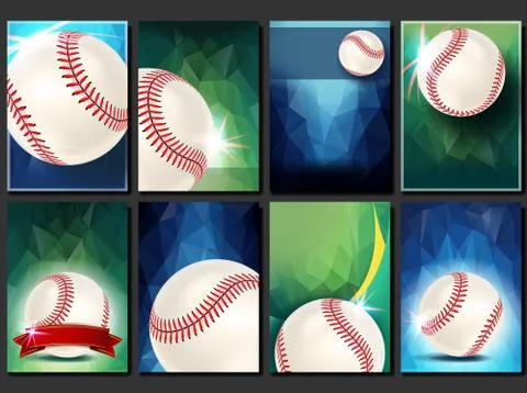 Baseball Poster Set Vector. Empty Template For Design. Promotion. Base. Baseball Stock Illustration