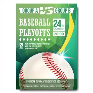 Baseball Poster Vector. Design For Sport Bar Promotion. Baseball Ball. Modern Stock Illustration