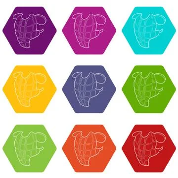 Baseball protect icons set 9 vector Stock Illustration