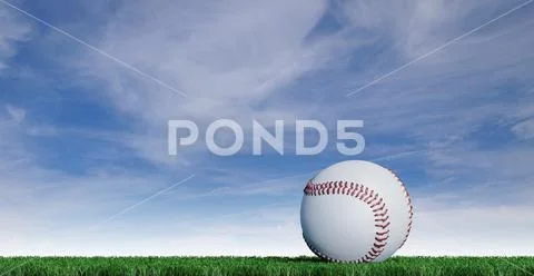 Baseball put on a well-cut lawn Stock Illustration