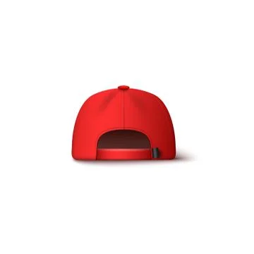 Baseball red cap back view 3d realistic vector mockup illustration isolated. Stock Illustration